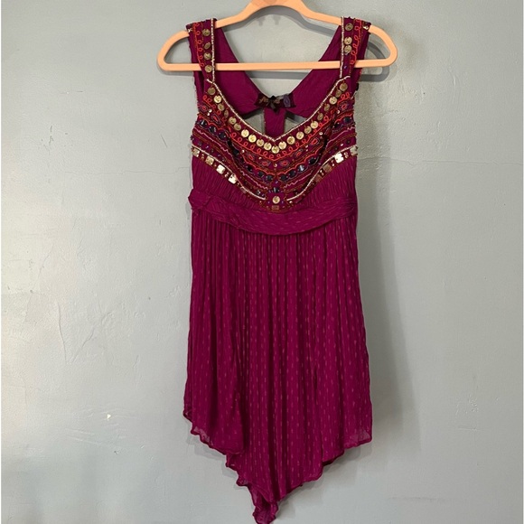 Free People Jeweled Chevron Fuchsia Dress - Picture 5 of 15
